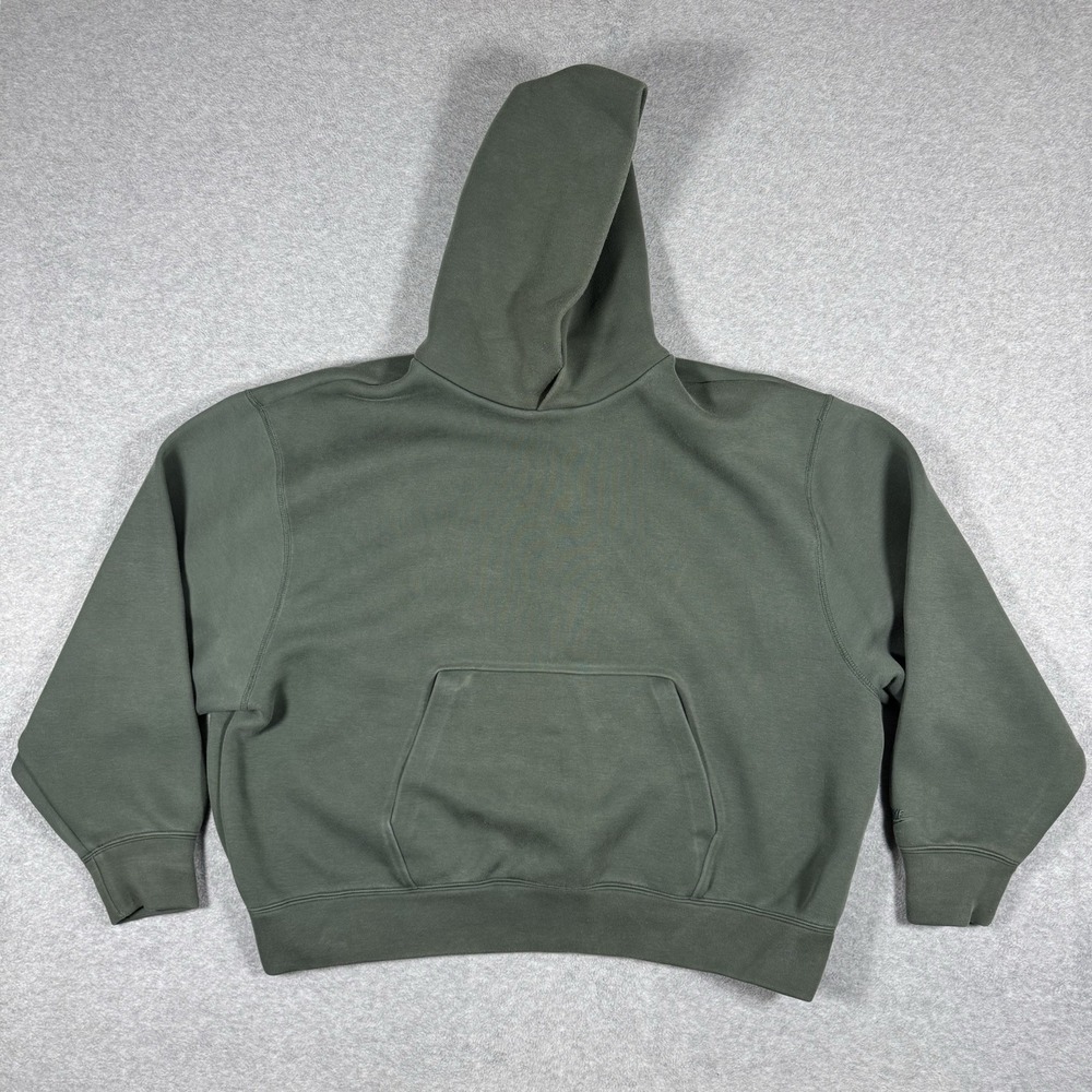 Nike Green Pullover Hoodie Men's L Embroidered Swoosh Kangaroo Pocket Sweatshirt
